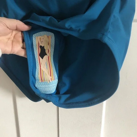 Spanx Halter Swimsuit One Piece Bayside Blue Shaping Slimming Belted Beauty - Picture 6 of 16